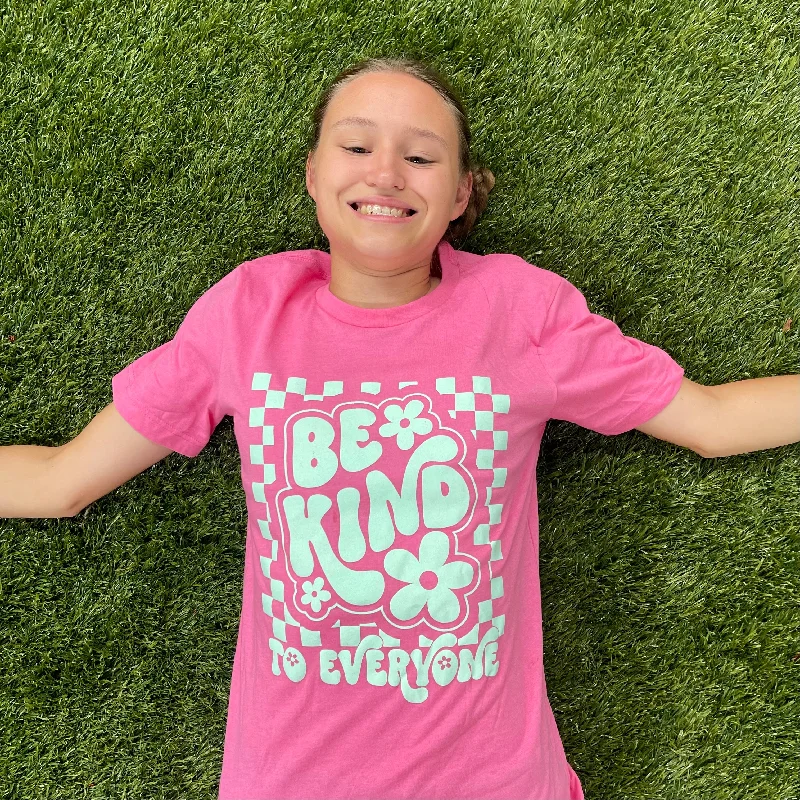 Adult Pink Retro Checkerboard Be Kind to Everyone® Tee