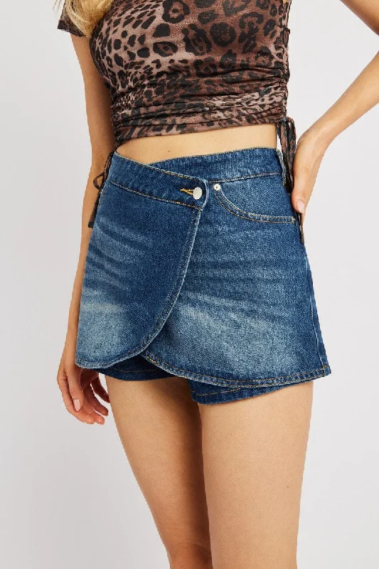 Denim Skort Low Rise