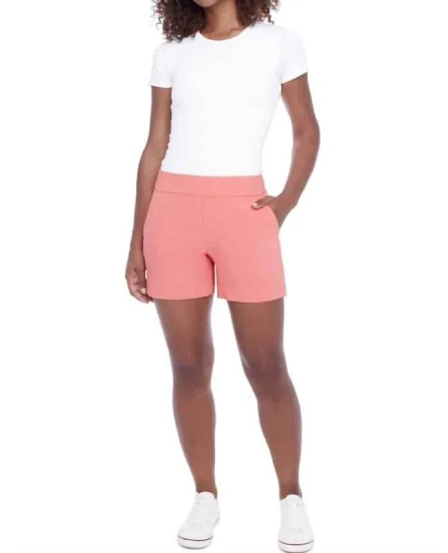 Lisa Solid Palermo Shorts In Flamingo