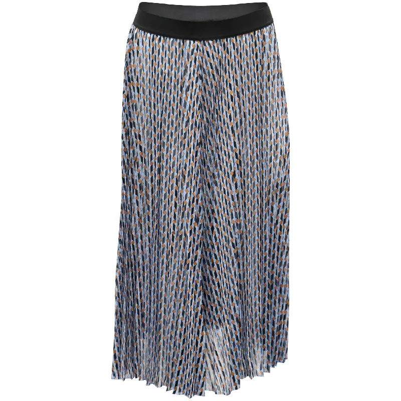 Maje Geometric Pleated Full Length Skirt in Multicolor Polyester