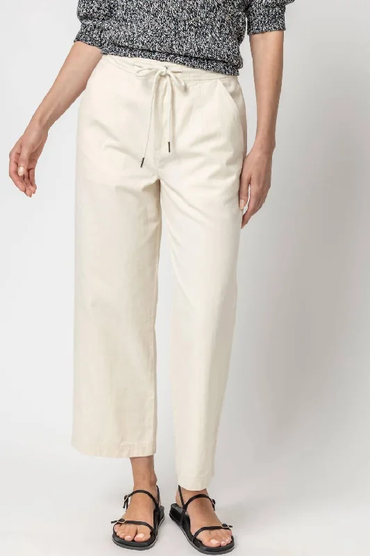 Canvas Drawstring Pant In Ecru