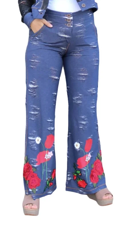 Falling For Floral Bottoms In Dark Wash