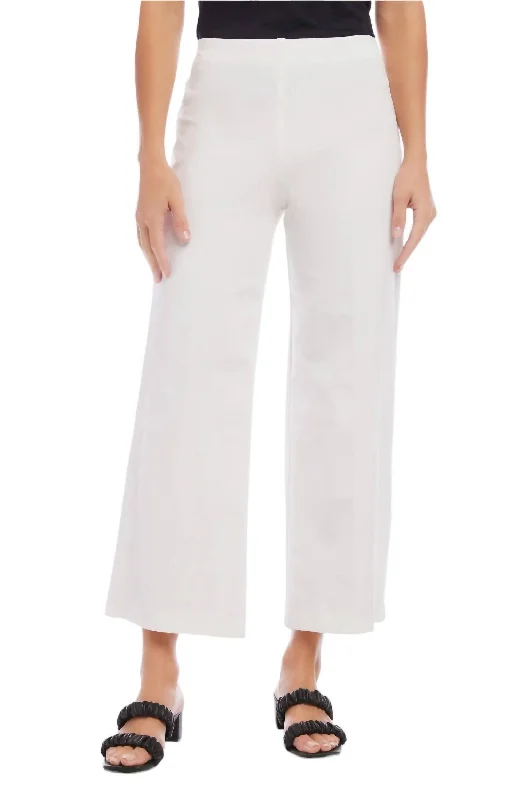 Wide-Leg Crop Pants In Off White