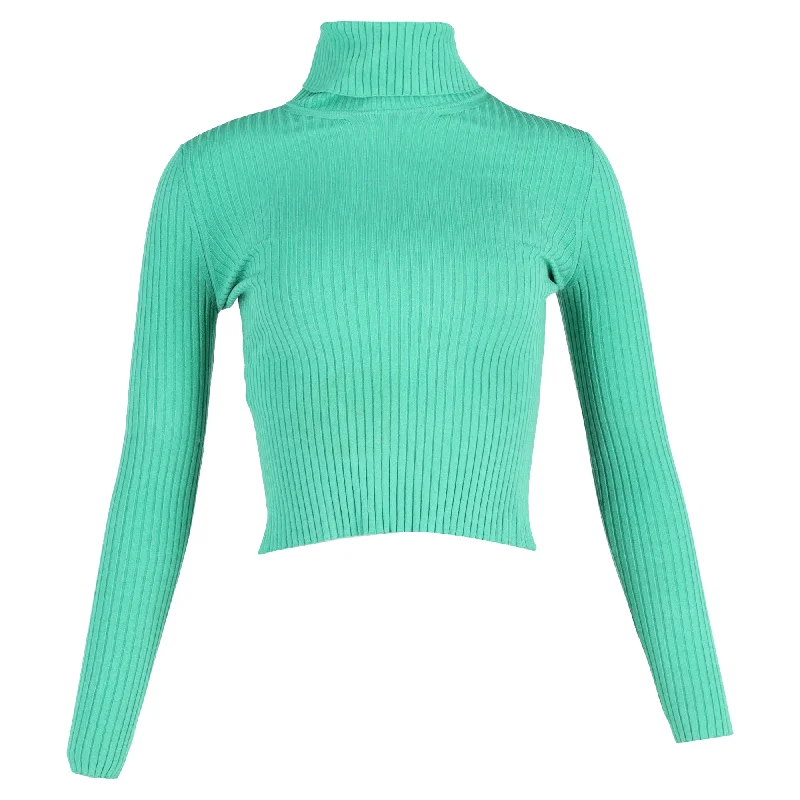 Gucci Ribbed Turtle Neck Sweater in Green Viscose