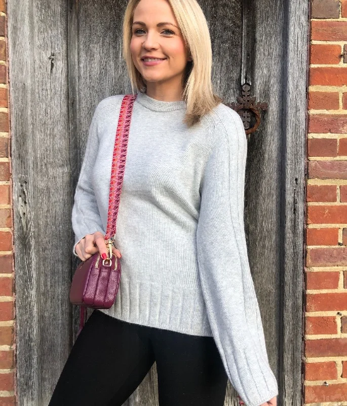 Light Grey Soft Contrast Ribbed Jumper