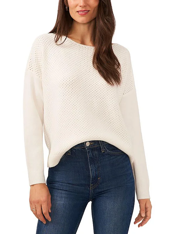 Womens Knit Ribbed Trim Pullover Sweater