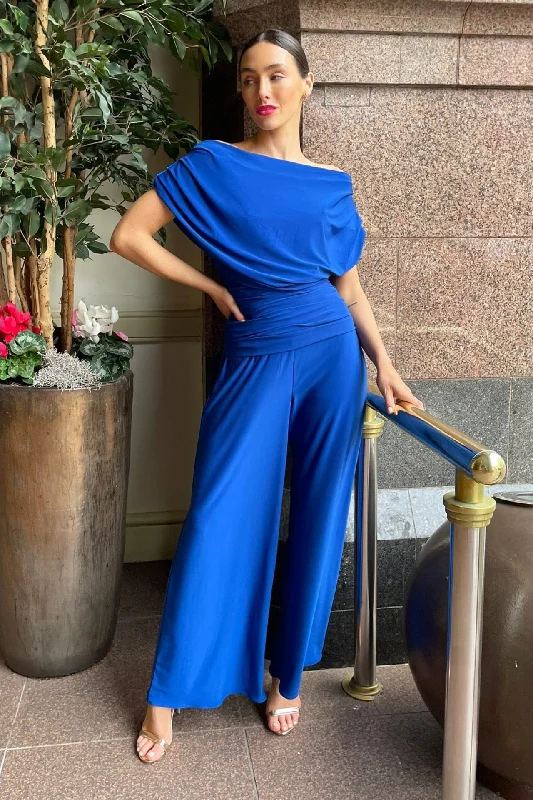 Carbon jumpsuit in cobalt blue