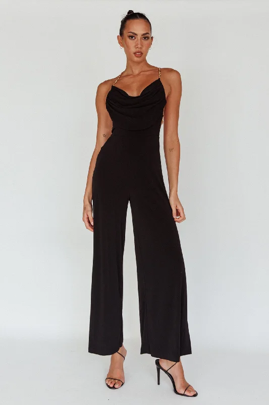 Emanuella Chain Strap Jumpsuit Black