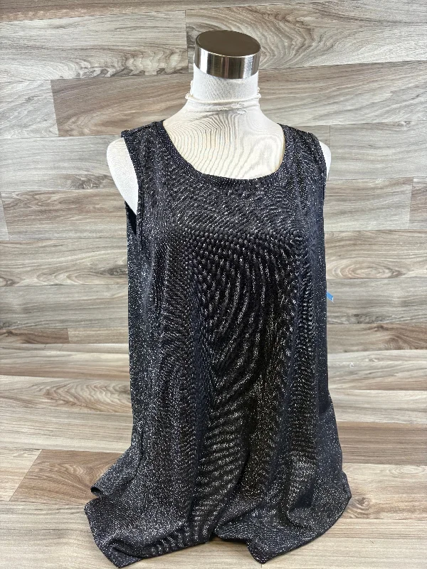 Top Sleeveless By Logo In Black & Silver, Size: M