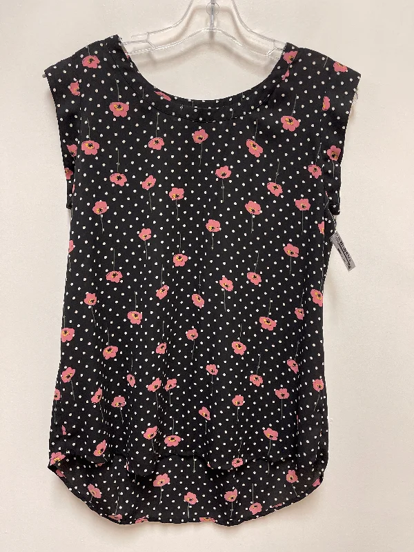 Top Sleeveless By Pleione In Black & Pink, Size: S