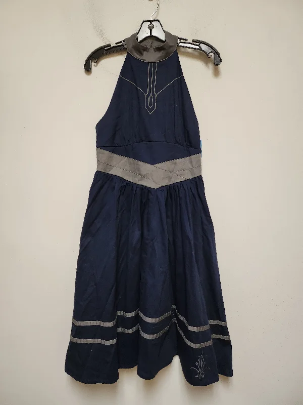 Dress Casual Midi By Walt Disney In Blue & Grey, Size: S