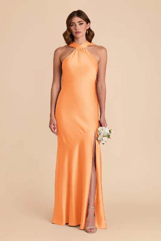 Eileen Matte Satin Dress - Apricot