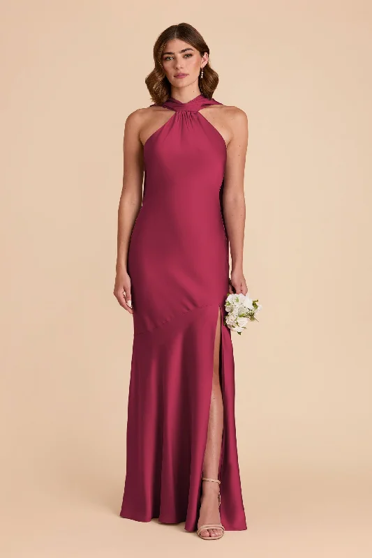 Eileen Matte Satin Dress - Berry