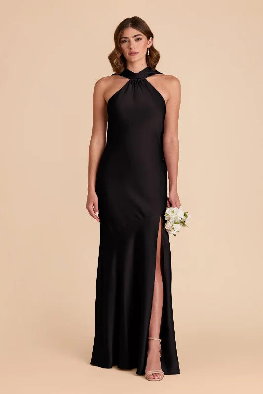 Eileen Matte Satin Dress - Black