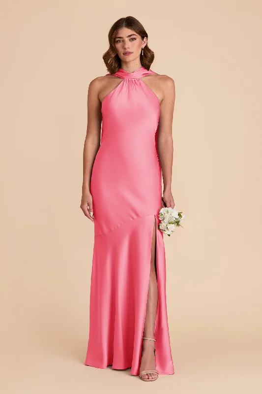 Eileen Matte Satin Dress - Bon Bon Pink