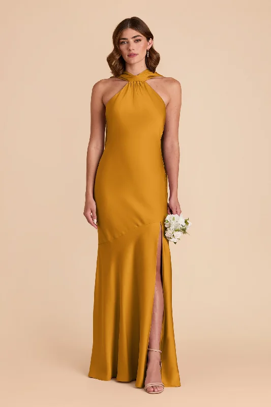 Eileen Matte Satin Dress - Butterscotch