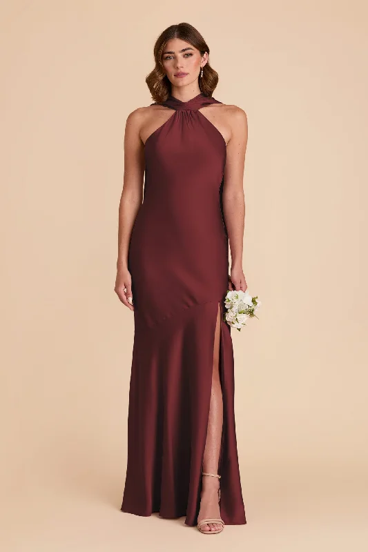 Eileen Matte Satin Dress - Cabernet