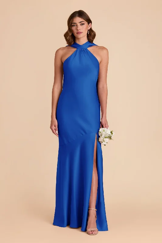 Eileen Matte Satin Dress - Cobalt Blue