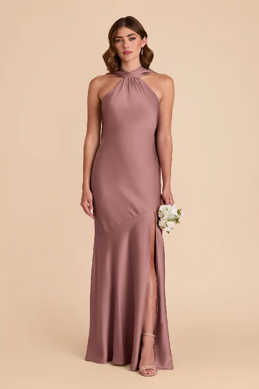 Eileen Matte Satin Dress - Dark Mauve