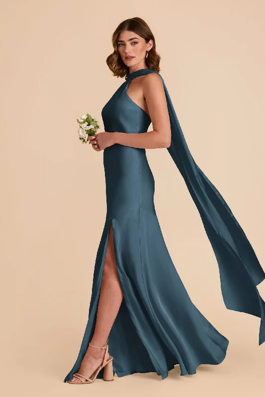 Eileen Matte Satin Dress - Dark Teal