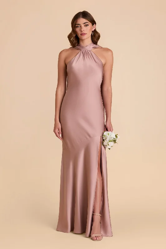 Eileen Matte Satin Dress - English Rose