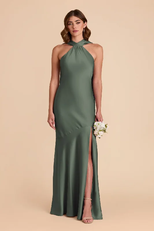 Eileen Matte Satin Dress - Eucalyptus