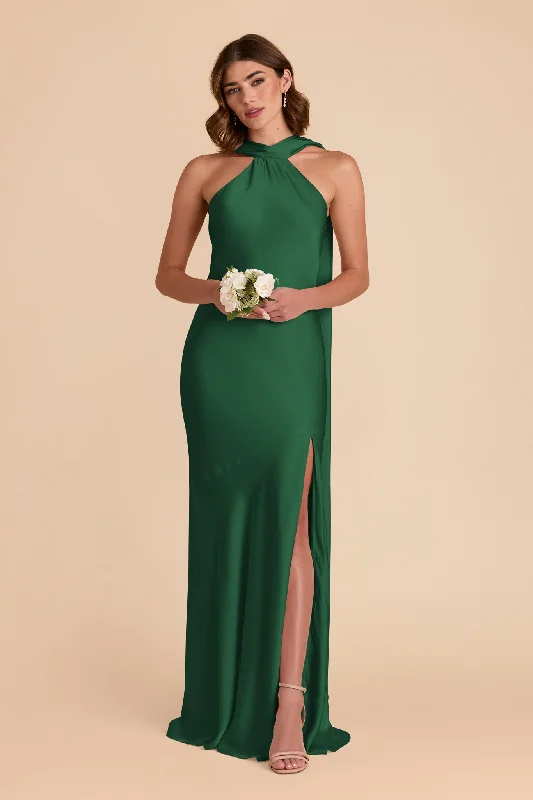 Eileen Matte Satin Dress - Forest Green