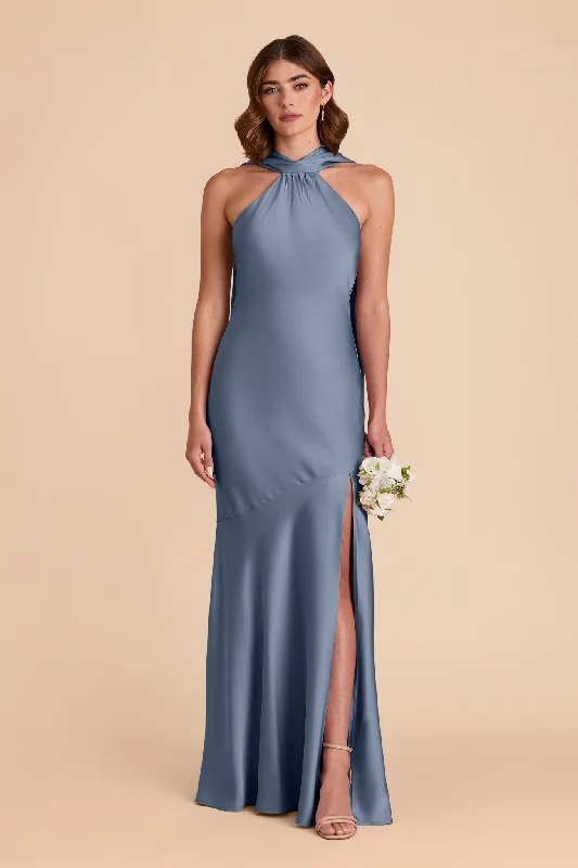 Eileen Matte Satin Dress - French Blue