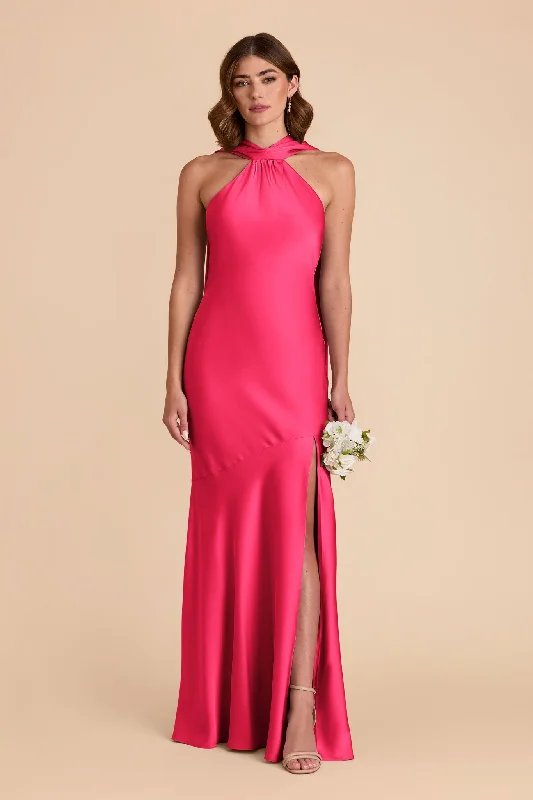 Eileen Matte Satin Dress - Fuchsia