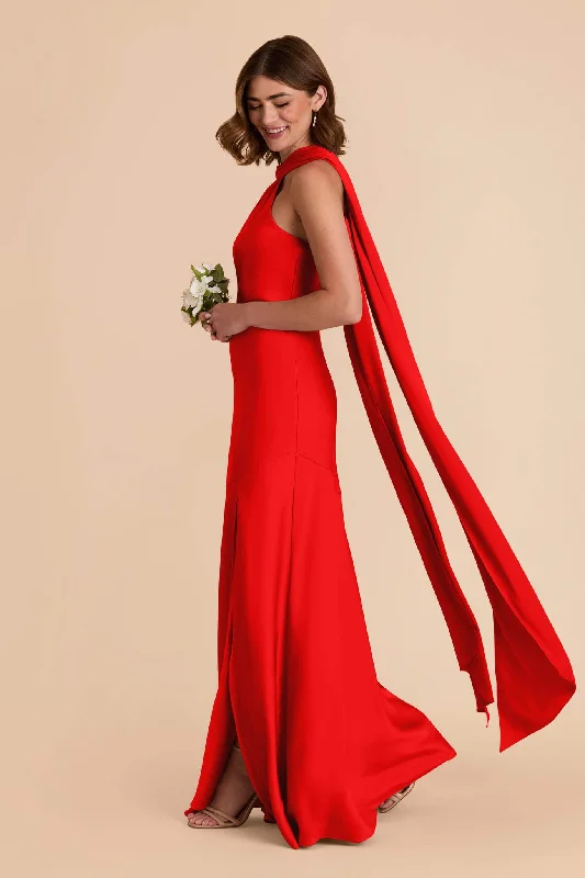 Eileen Matte Satin Dress - Lipstick Red