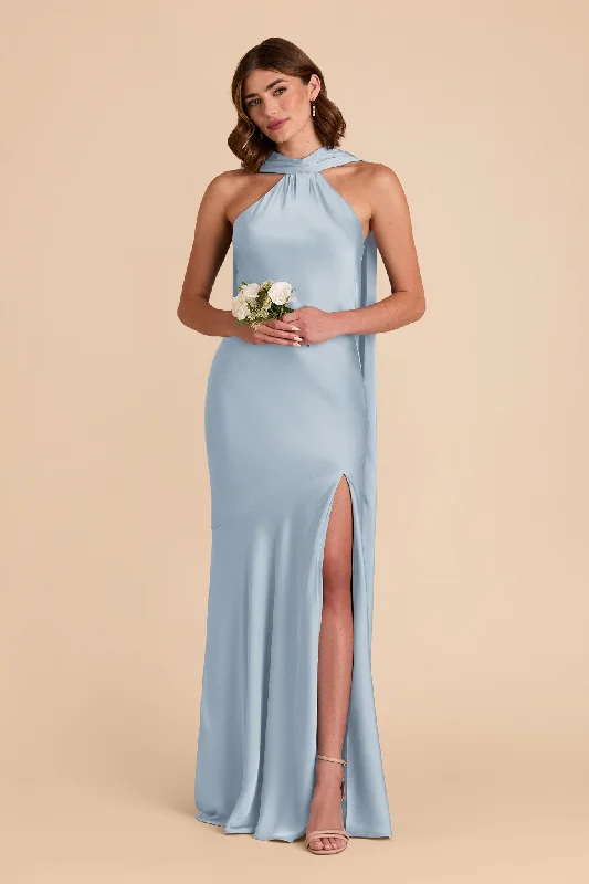 Eileen Matte Satin Dress - Mist Blue