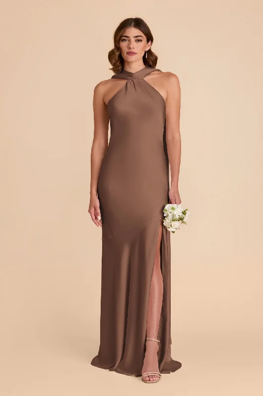 Eileen Matte Satin Dress - Mocha