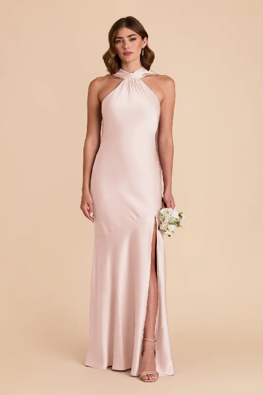 Eileen Matte Satin Dress - Pale Blush