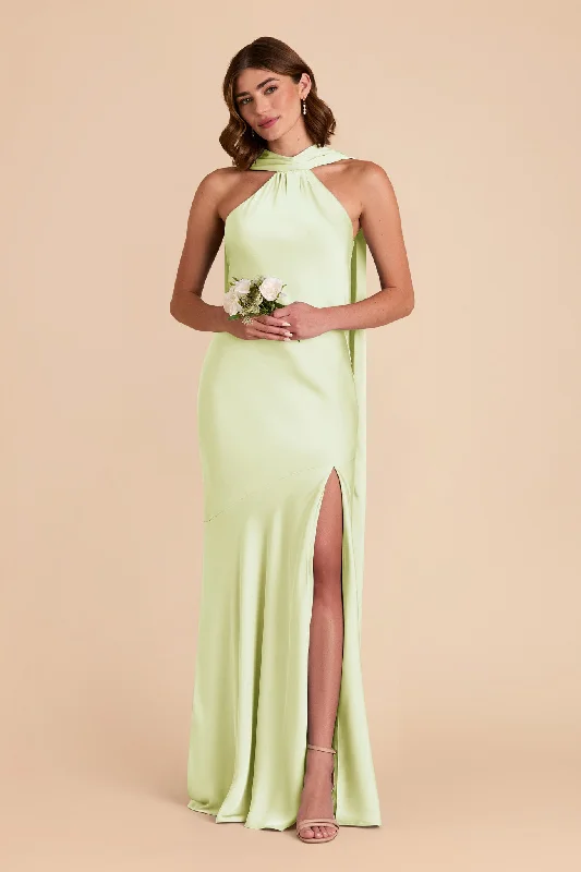 Eileen Matte Satin Dress - Pale Pistachio