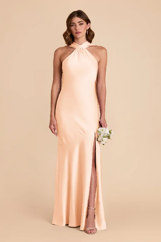 Eileen Matte Satin Dress - Peach Cream