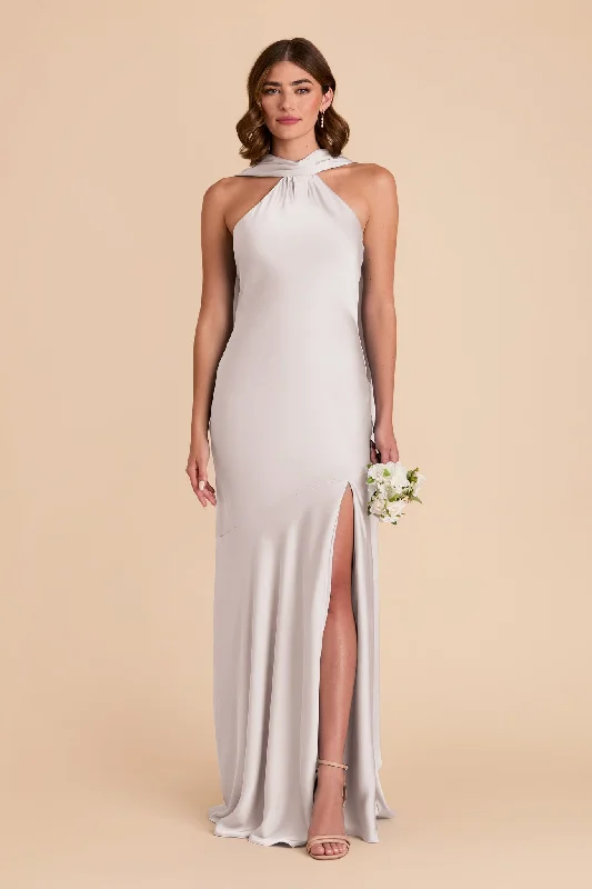 Eileen Matte Satin Dress - Platinum