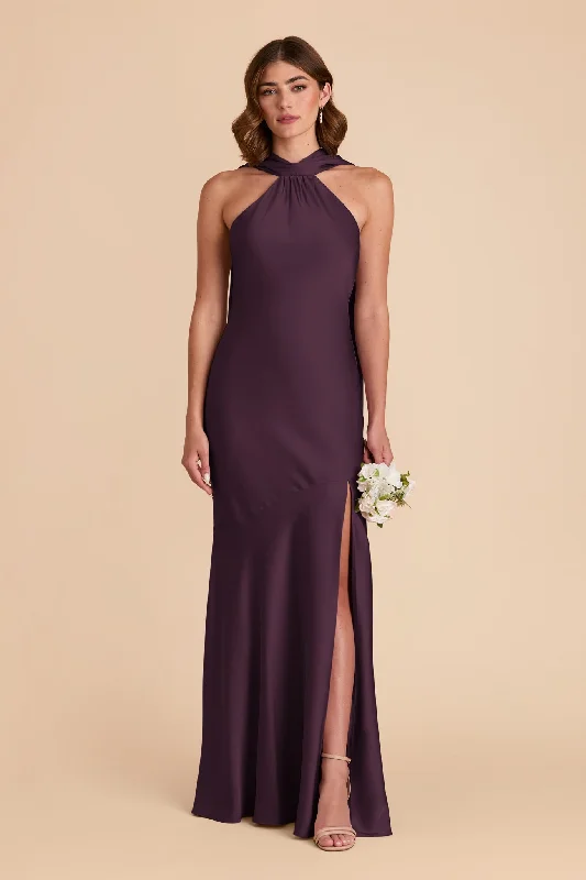 Eileen Matte Satin Dress - Plum