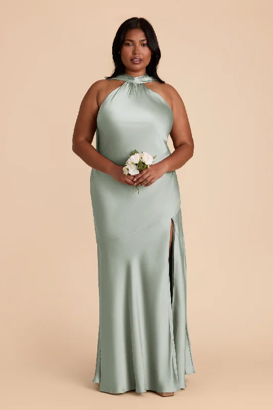 Eileen Matte Satin Dress - Sage