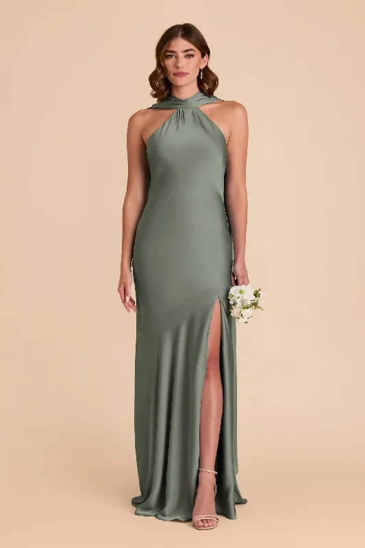 Eileen Matte Satin Dress - Sea Glass