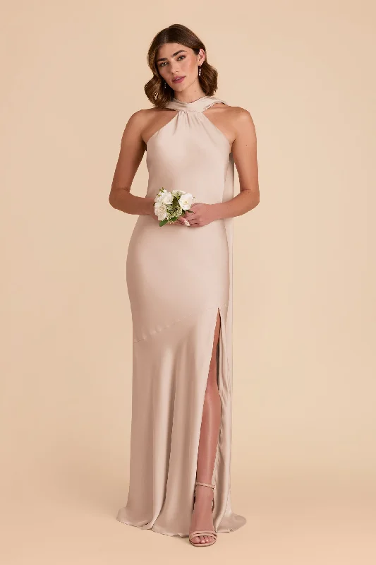 Eileen Matte Satin Dress - Taupe