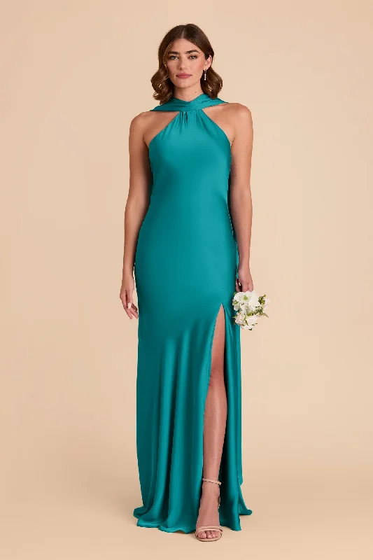 Eileen Matte Satin Dress - Teal