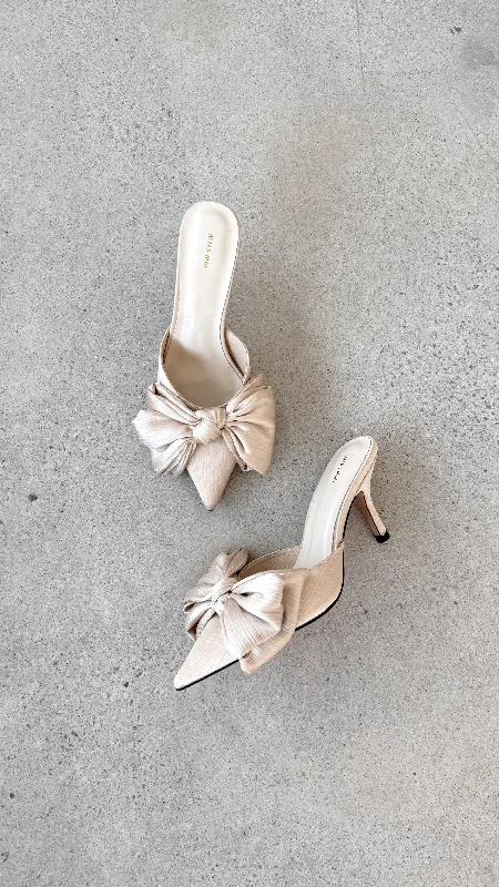 Fae Heel - Champagne Satin