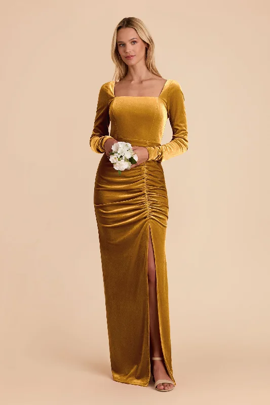 Ivy Velvet Dress - Butterscotch