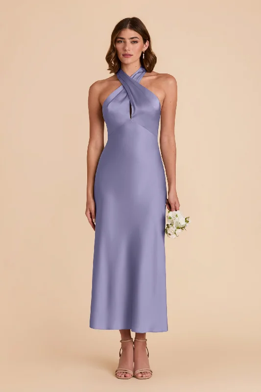 Monique Matte Satin Dress - Wisteria