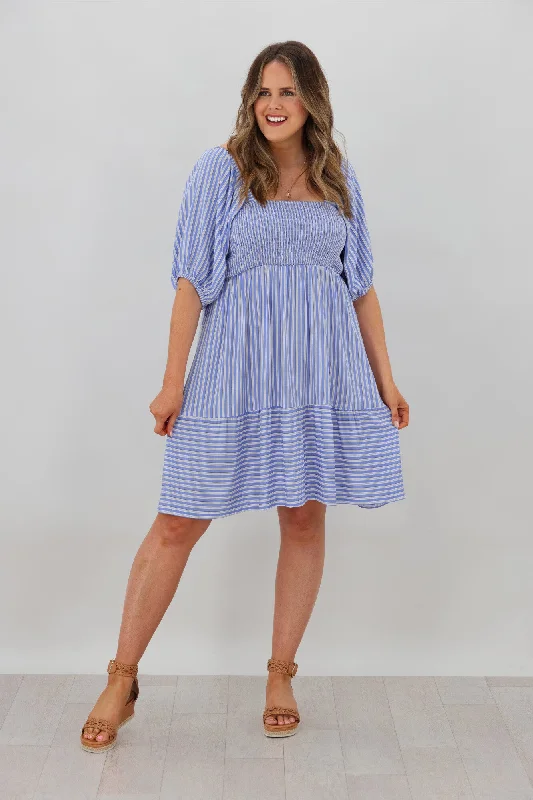 Salty Bright Bella Stripe Dress Blue