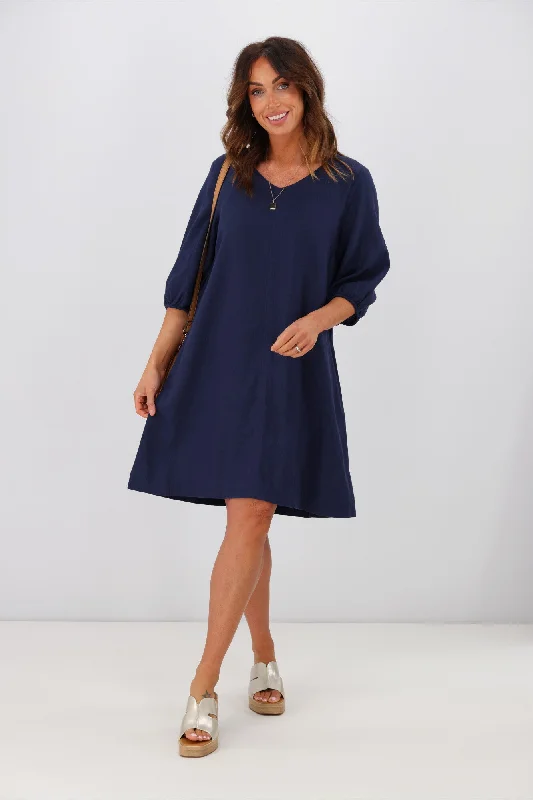 Shine On Label Vanessa Puff Sleeve Mini Dress Midnight