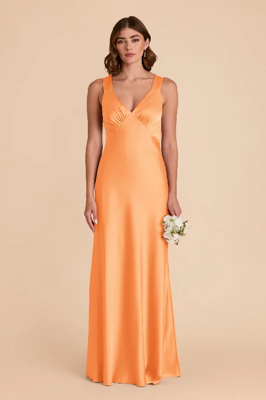 Veronica Matte Satin Dress - Apricot