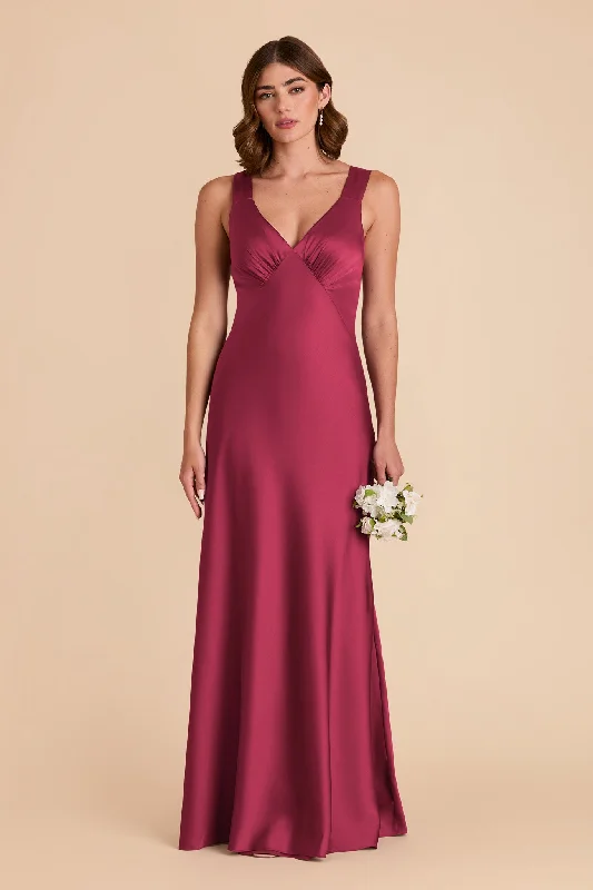 Veronica Matte Satin Dress - Berry