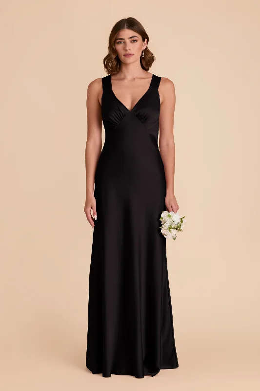 Veronica Matte Satin Dress - Black