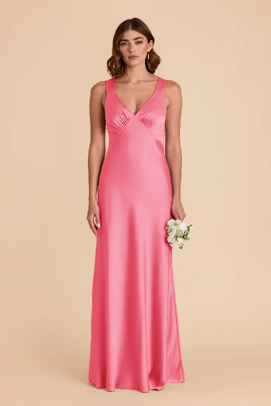 Veronica Matte Satin Dress - Bon Bon Pink